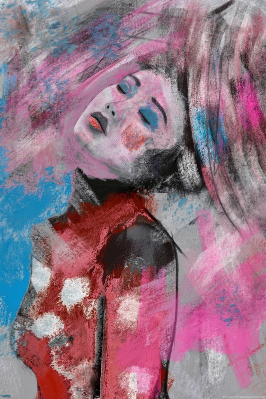 Janko de Beer Geisha in pink and blue art print - egoamo posters