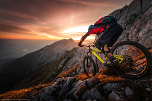 Golden Hour High Alpine Ride Mountain Biker Sports Poster - egoamo.co.za