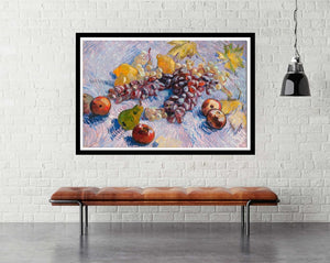 Grapes, Lemons, Pears, and Apples - room mockup - egoamo posters