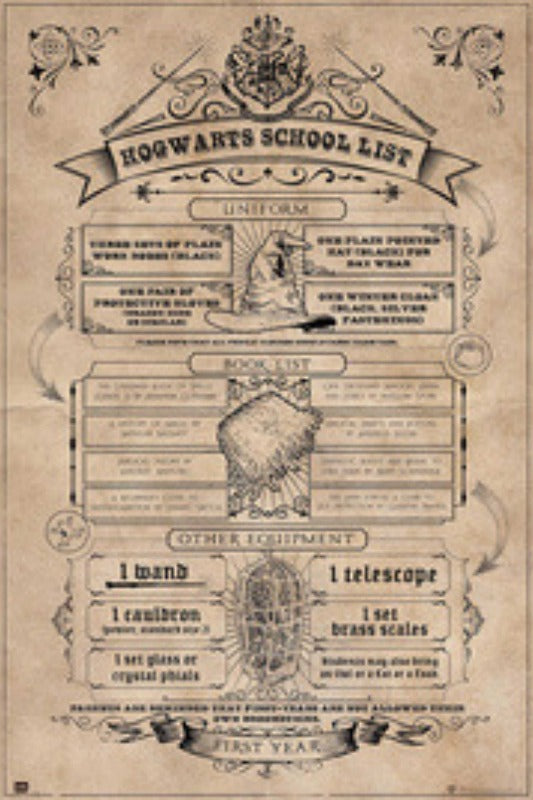 Harry Potter - Hogwarts List - egoamo posters