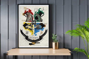 Harry Potter Animal Crests - room mockup - egoamo posters