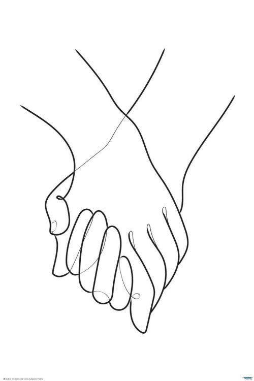 Holding hands line art poster - egoamo.co.za