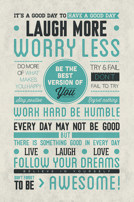 Laugh More, Worry Less Poster - egoamo.co.za