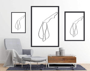 Legs line art - poster sizes and room mock up - egoamo posters