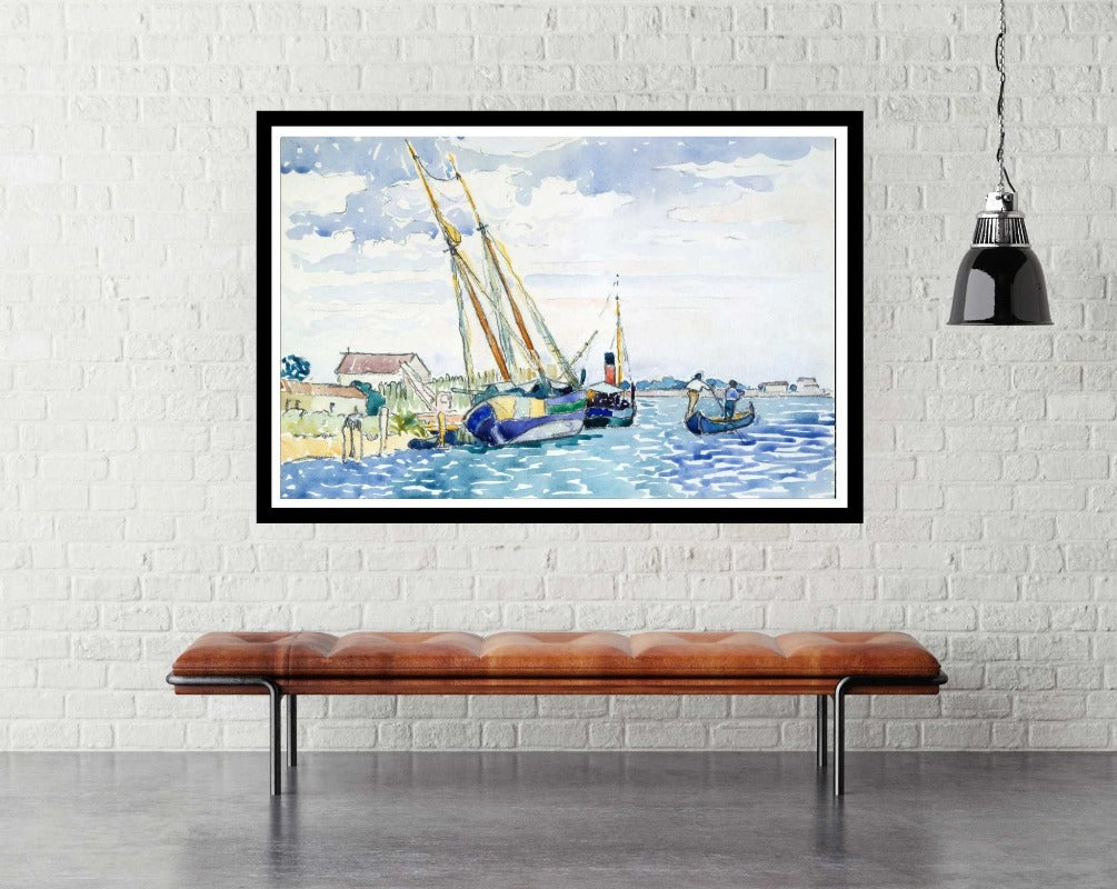 Marine Scene (Boats near Venice) - room mockup - egoamo posters