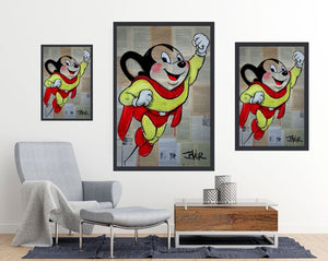 Mighty Mouse - Loui Jover Art Poster - egoamo.co.za - wall mock up and size guide