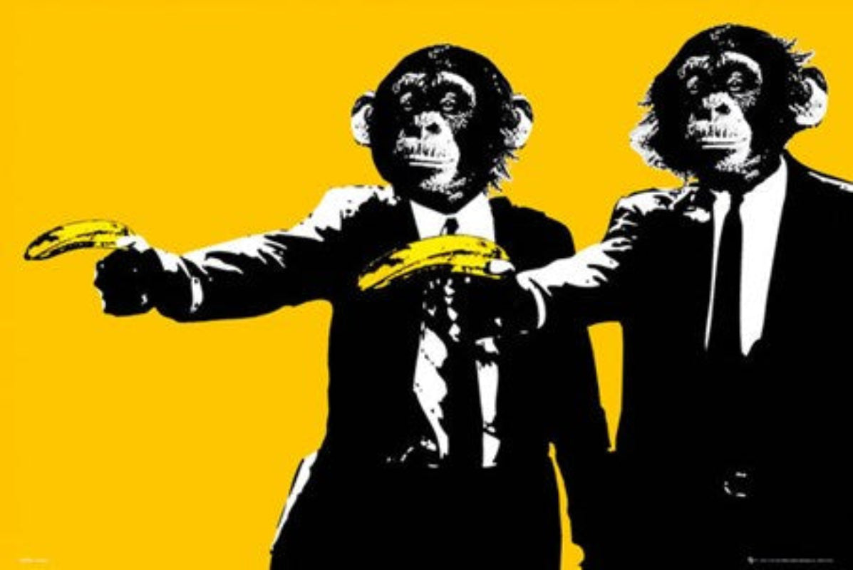Hands Up! Monkeys With Banana Poster - egoamo.co.za