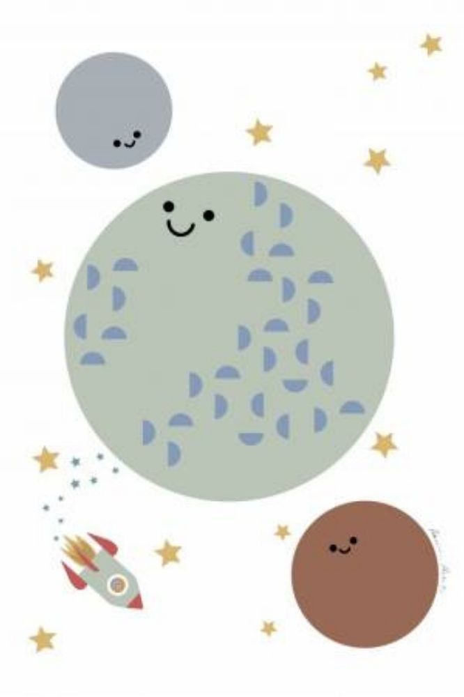 Moon and Stars - Kids illustration poster - egoamo posters
