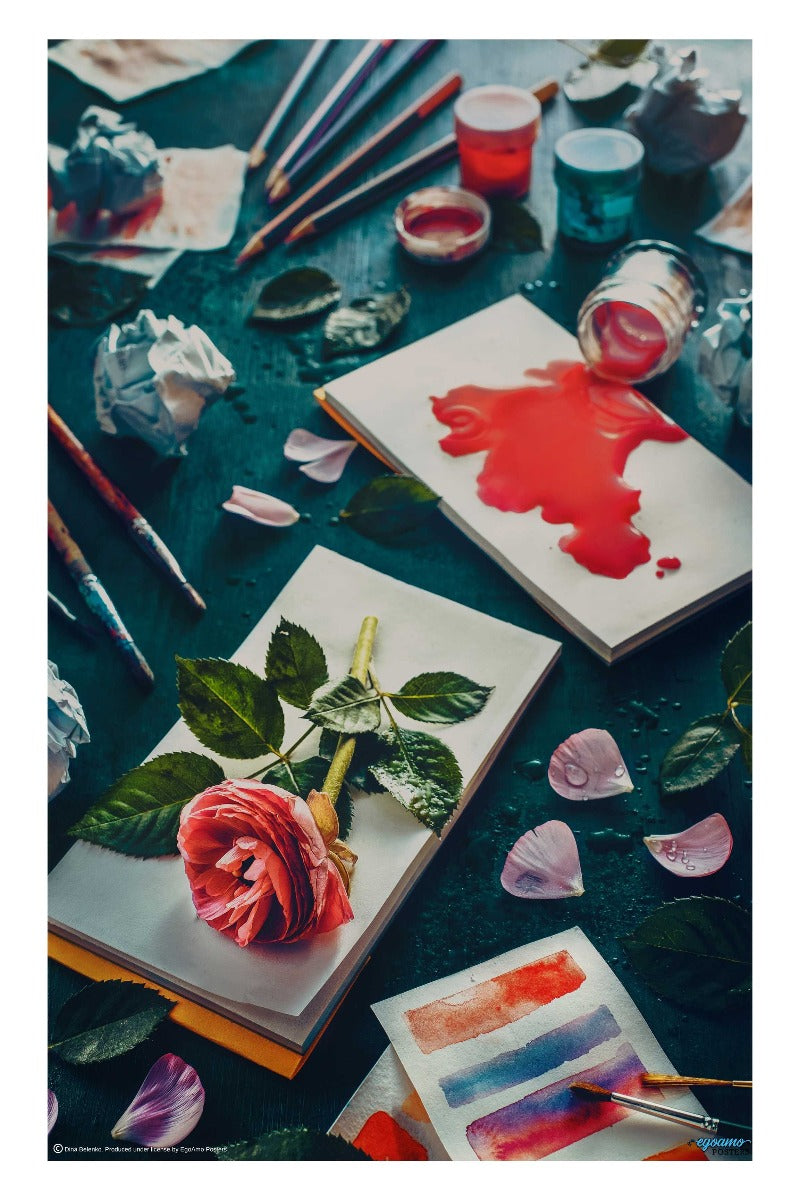 Painting flowers: stains and sketches - egoamo posters