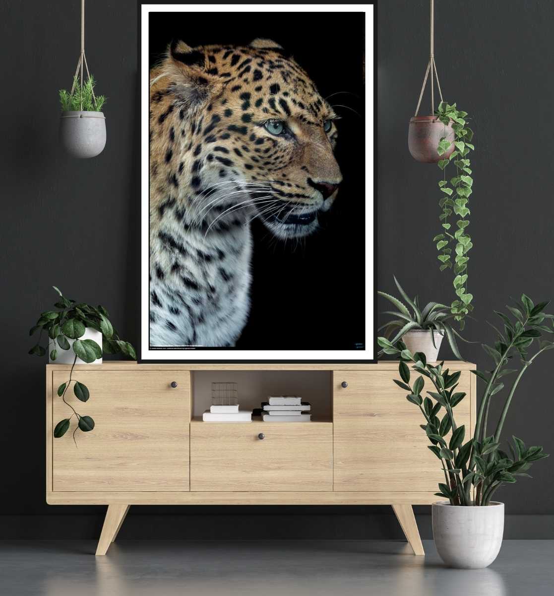 Panthere portrait version 2.0 by Laurent Lothare Dambreville - Animal Portrait Poster  - egoamo posters - room mockup