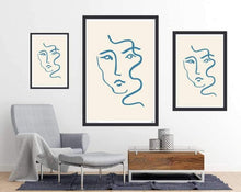 Portrait 3 Blue line art - Art Poster - egoamo.co.za