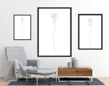 Rose Line Drawing Art Poster - sizes and room mock up - egoamo posters