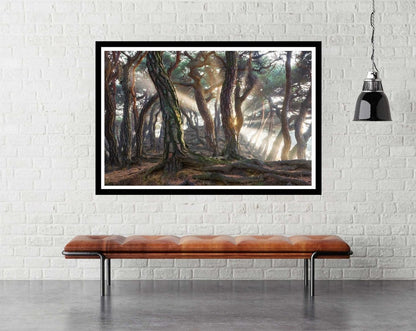 Sacred Pine Trees - room mockup - egoamo posters