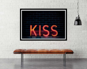 Kiss in Neon - room mockup - egoamo posters