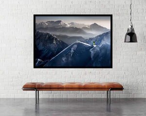 Silent Moments Before Descent - snow skiing - egoamo posters - room mockup