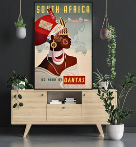 South Africa vintage travel poster room mock up - egoamo posters