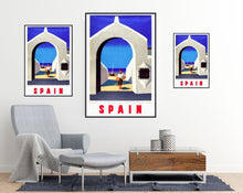 Spain Vintage Travel Poster - Example sizes - room mockup