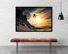 Sunset Snowboarding room mockup - egoamo posters