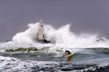 Surfing at the Lighthouse by Milen Dobrev - Sport Poster - egoamo.co.za