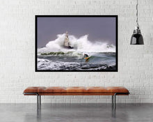 Surfing at the Lighthouse room mockup - egoamo posters