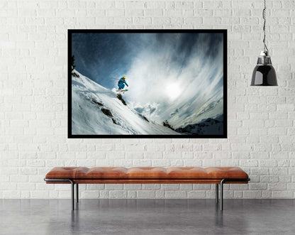 Sweeping Skies - Skiing Poster - egoamo.co.za - room mock up