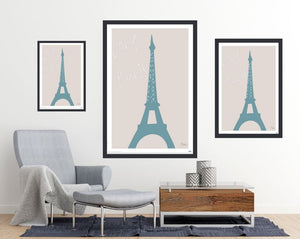 Very Paris Contemporary Art Poster - Size and Room Mockup - egoamo posters 
