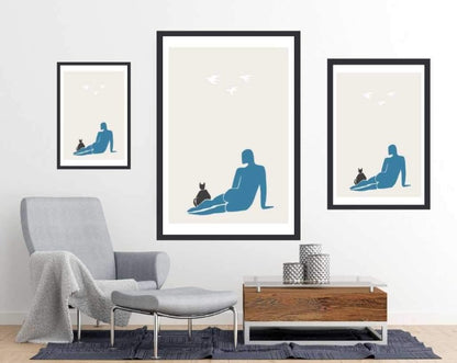 Woman and Cat - Art Poster - egoamo.co.za