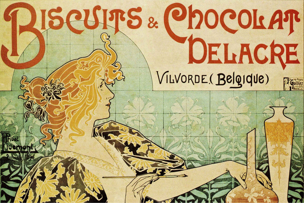 “Biscuits & Chocolat Delacre” by Henri Privat-Livemont - Art Nouveau Poster - egoamo.co.za