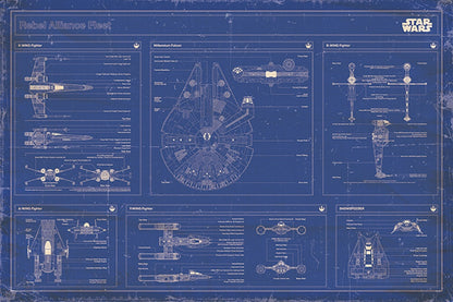 Star Wars - Rebel Alliance Fleet Blueprint - Poster - egoamo.co.za
