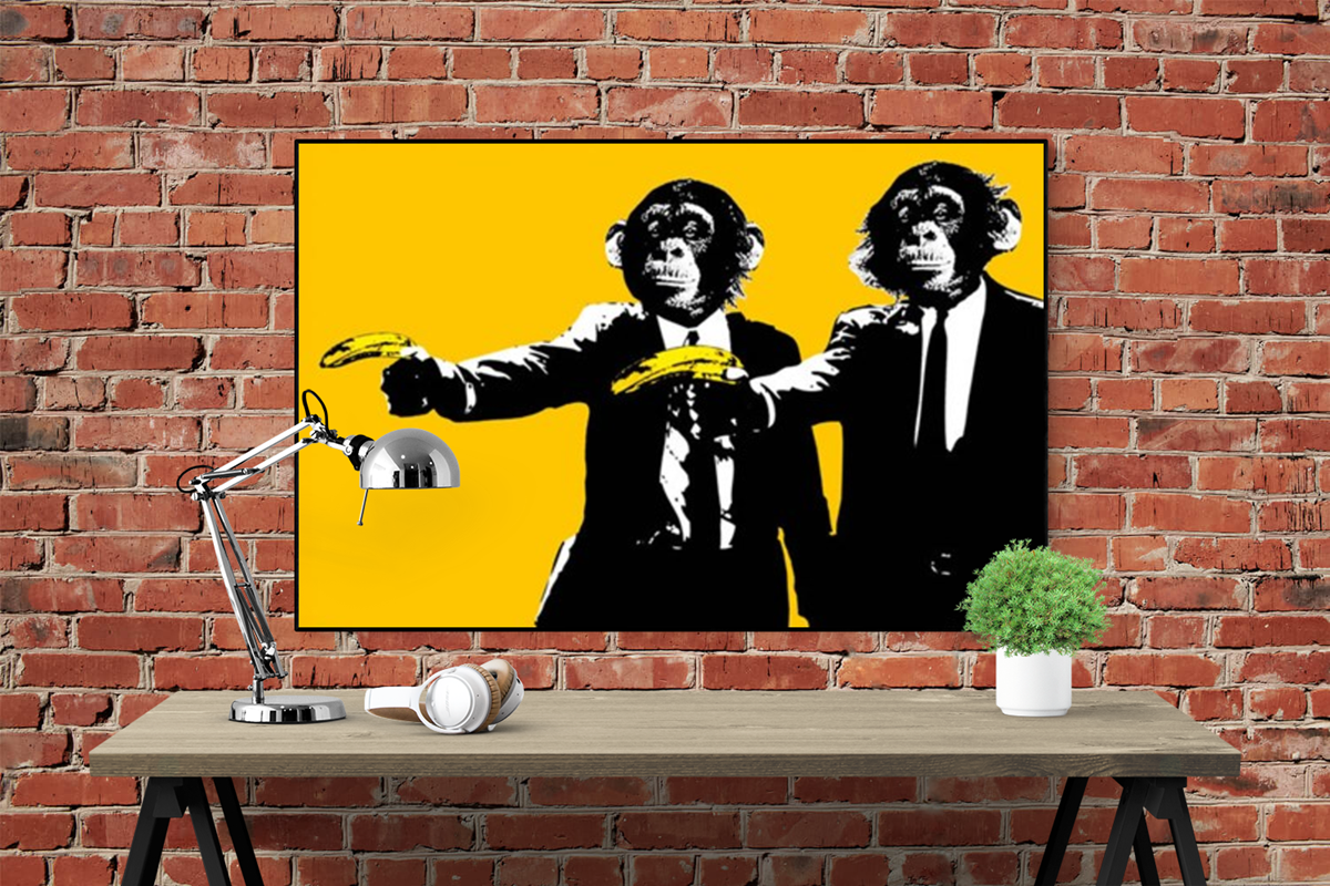 Hands Up! Monkeys With Banana Poster - egoamo.co.za